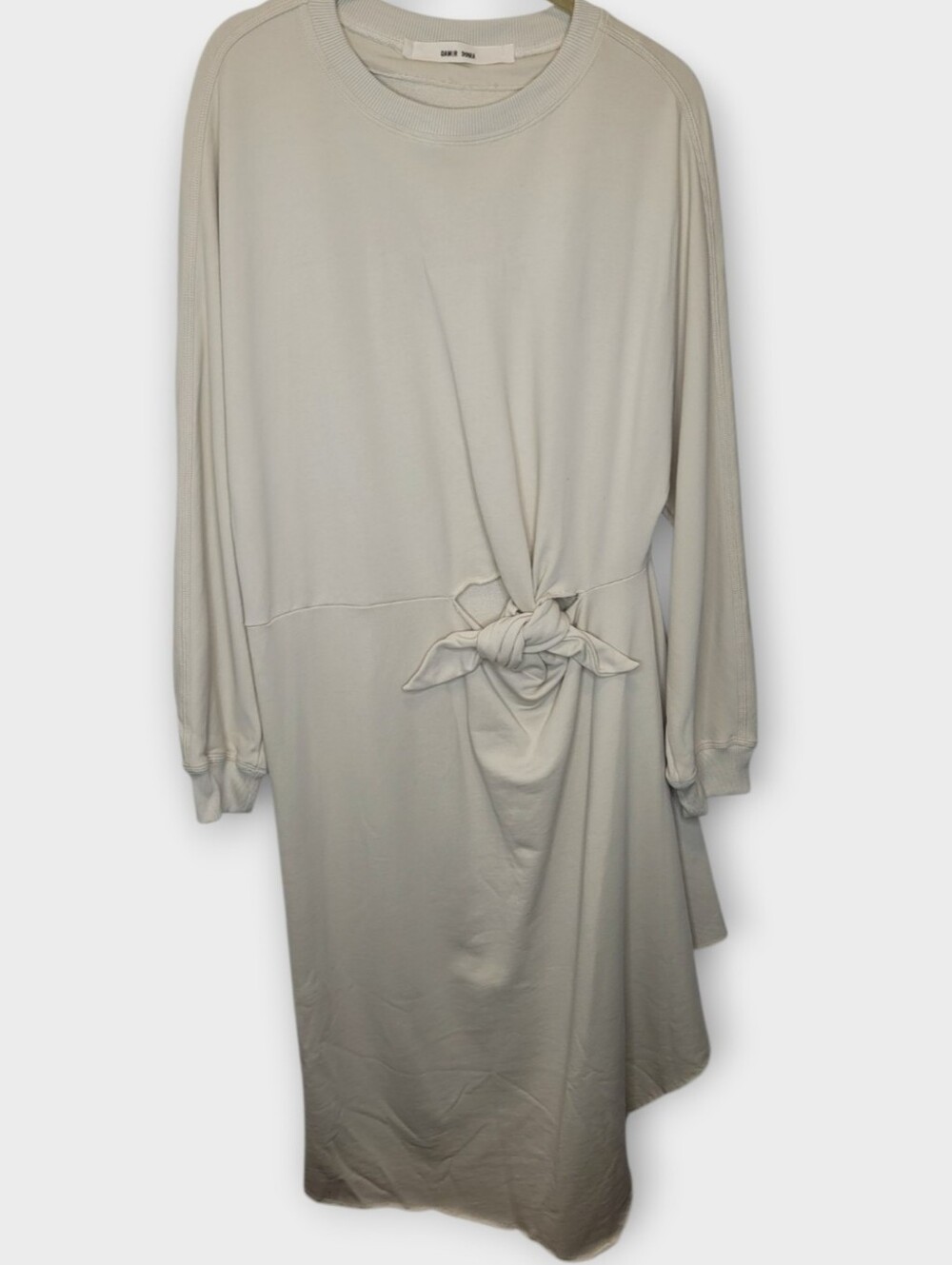 Damir Doma Long Sleeve Tie Front Midi Dress M Beige Minimalist Avant Garde